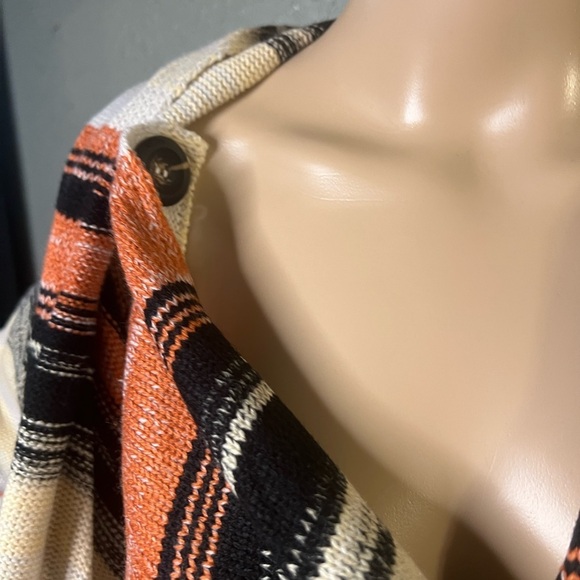 Orange Black And Cream Open Front Cardigan Poncho Sweater XL Blush Pink - Picture 7 of 11